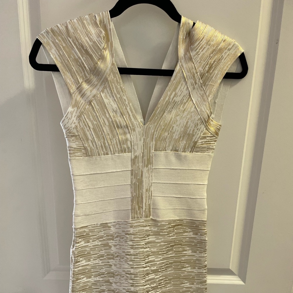 White and gold tight dress